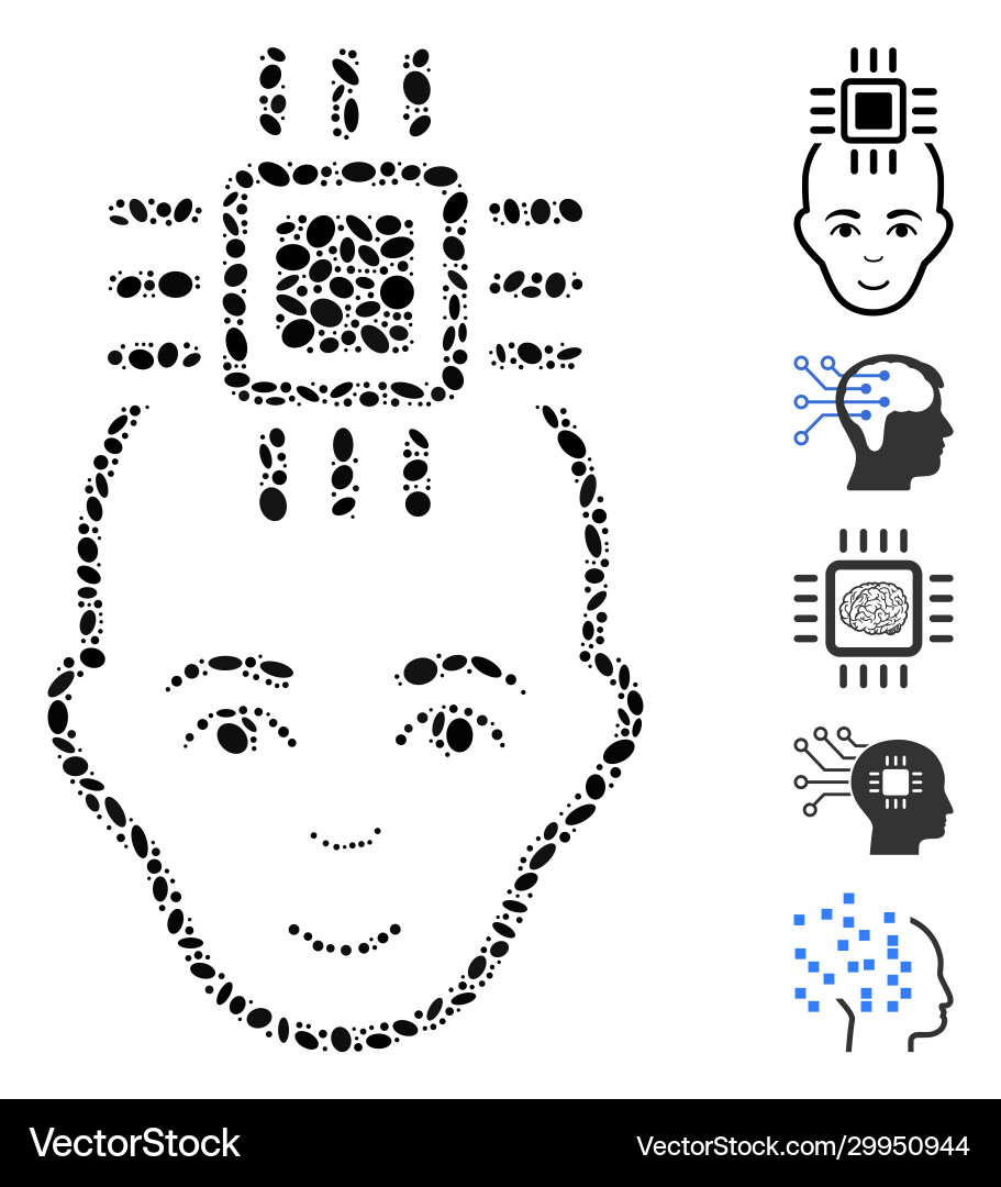 Dot mosaic neural computer interface Vector Image