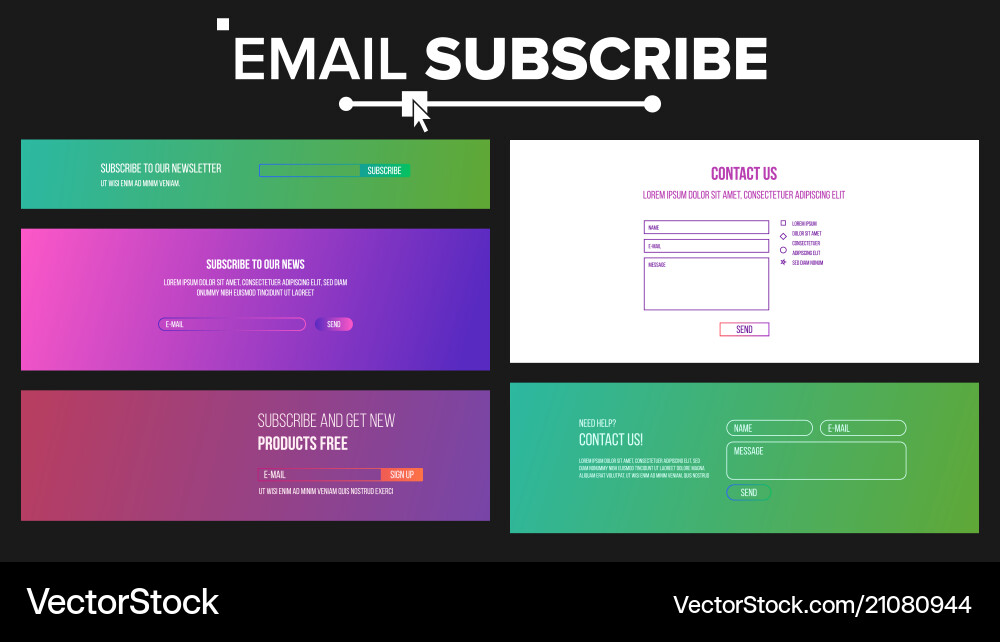 Email contact subscribe form text box Vector Image