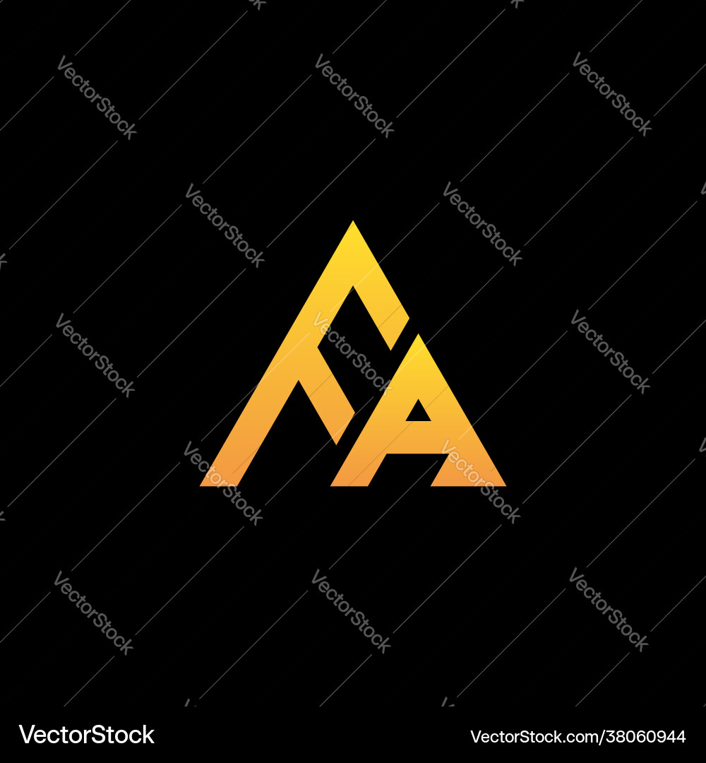 Fa monogram initial logo with a yellow triangle Fa monogram initial logo with a yellow triangle Vector Image