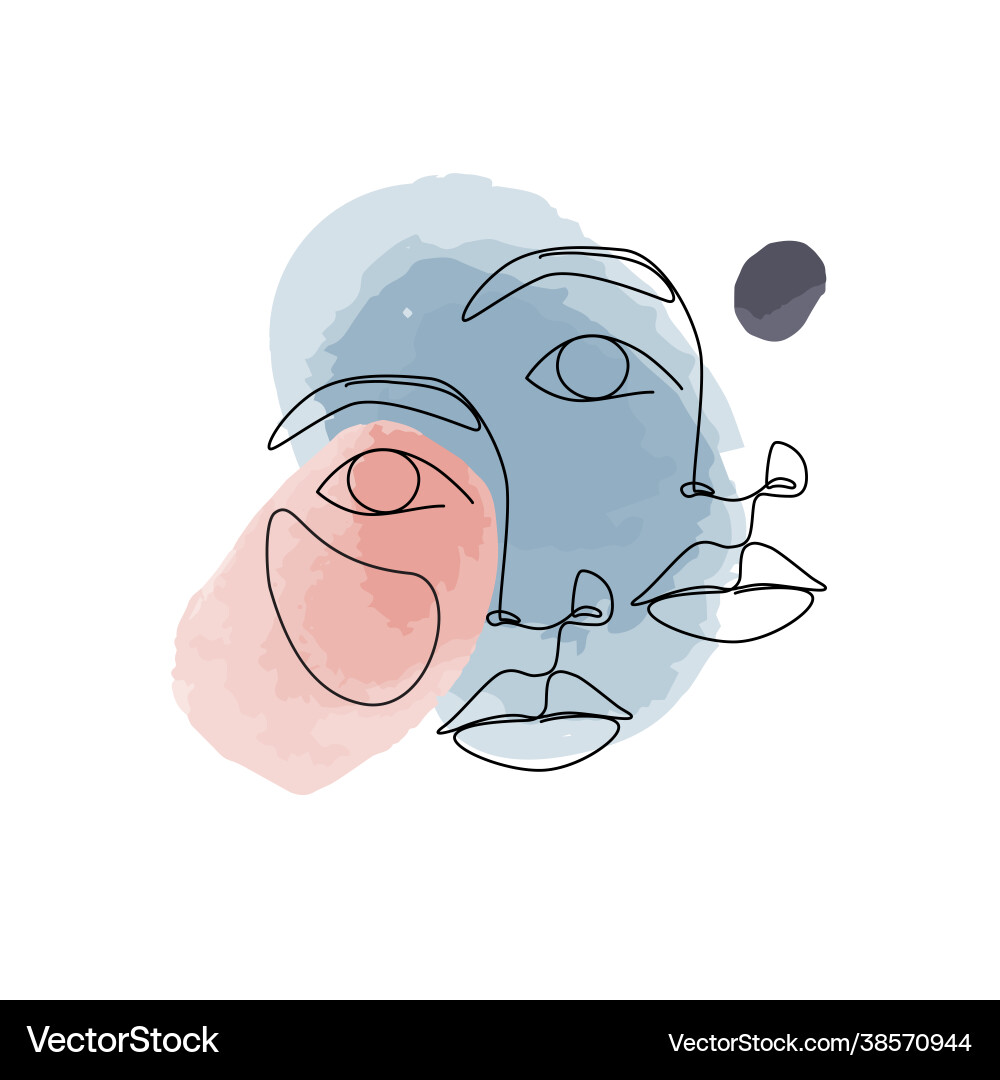 Female face on watercolor abstract geo shapes Female face on watercolor abstract geo shapes vector image