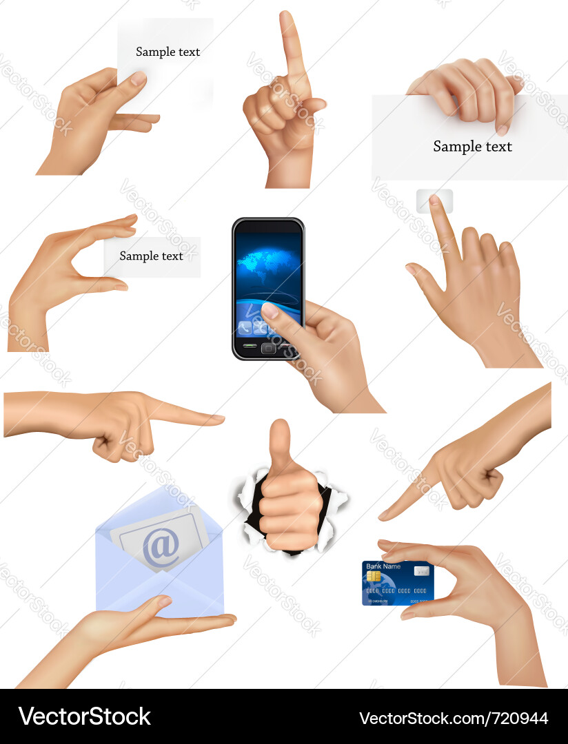 Hands with Business Objects vector image