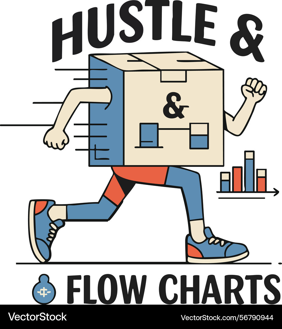 Hustle and flow charts concept with running Hustle and flow charts concept with running vector image