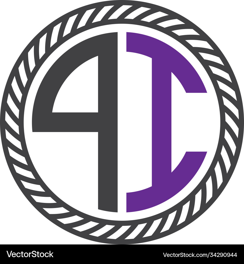 Initial letter pi circle shape monogram simple Vector Image