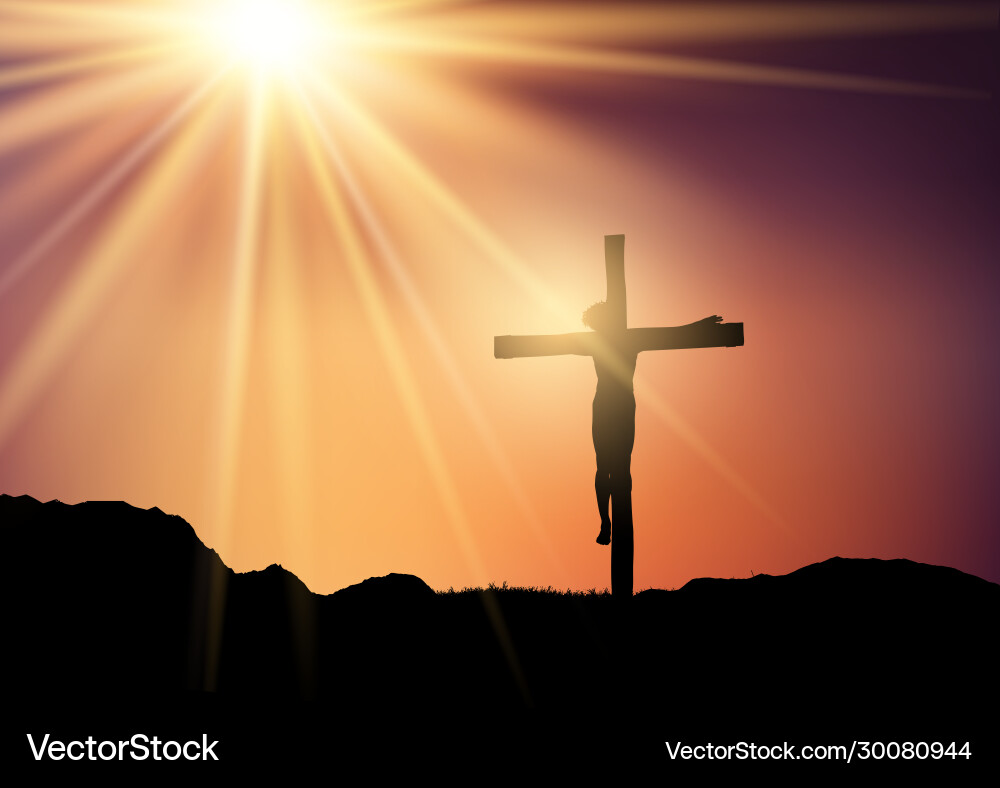 Jesus on Cross at Sunset – Royalty-Free Vector | VectorStock, image size:1000x788
