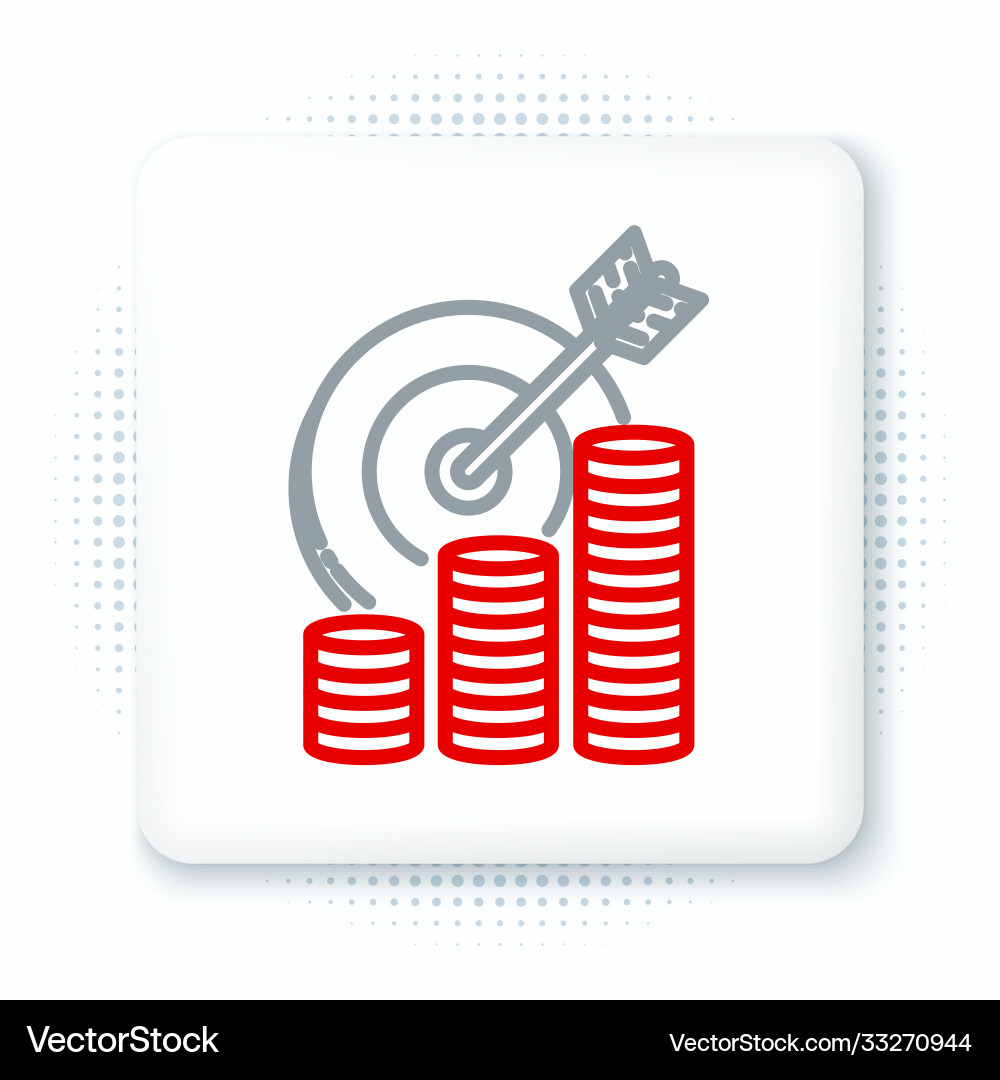 Line target with coin symbol icon isolated Vector Image