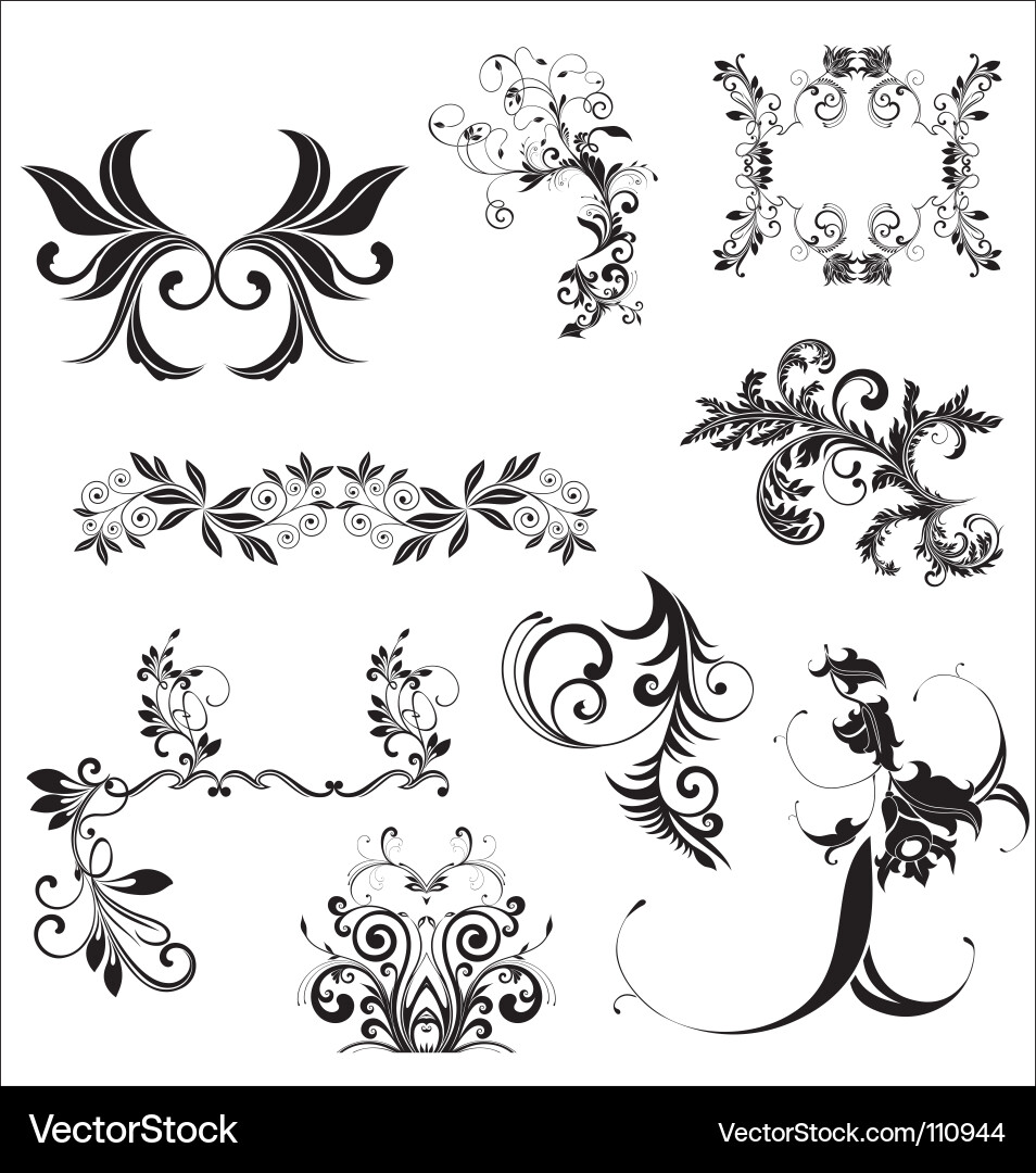 Ornate Floral Swirls Vector Image