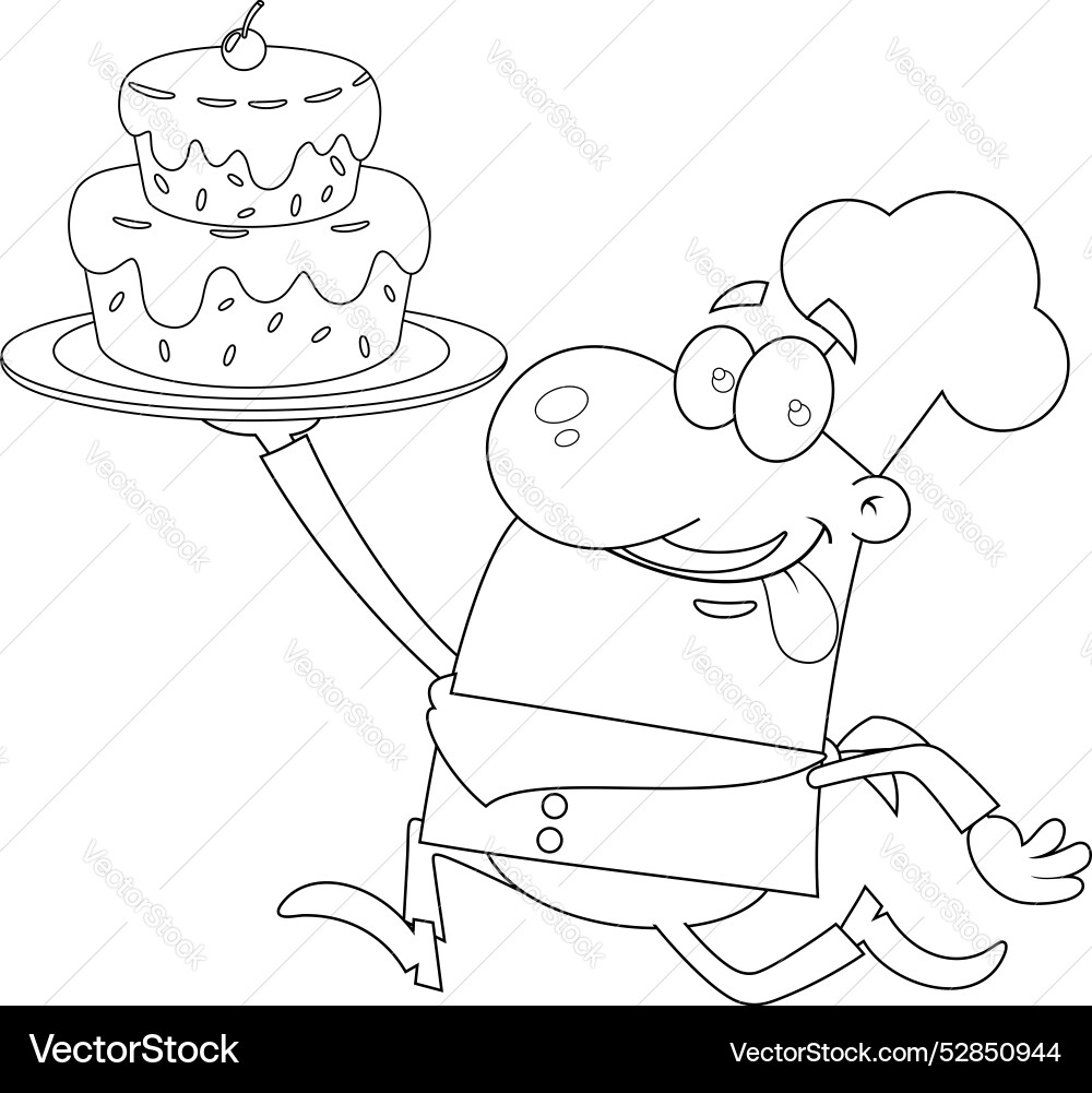 Outline lächelnde Koch Mann Cartoon Charakter Outline lächelnde Koch Mann Cartoon Charakter vektorbild