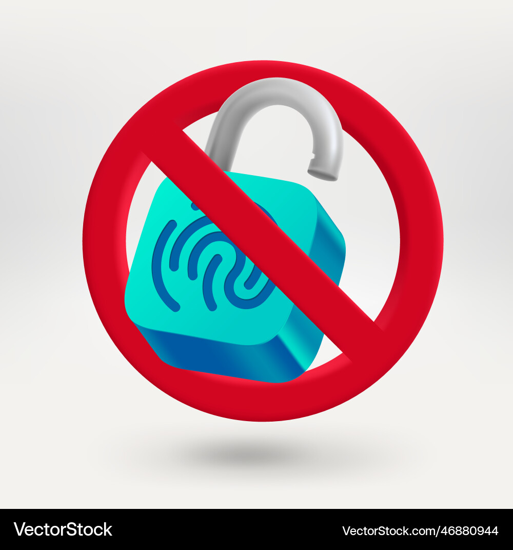Padlock with fingerprint scanner icon in red vector image