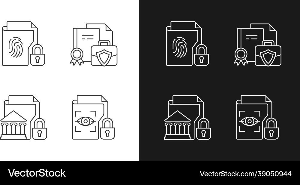 Personal sensitive data linear icons set for dark Vector Image