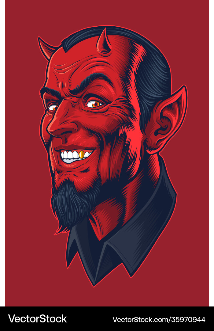 Red Devil Head vector image