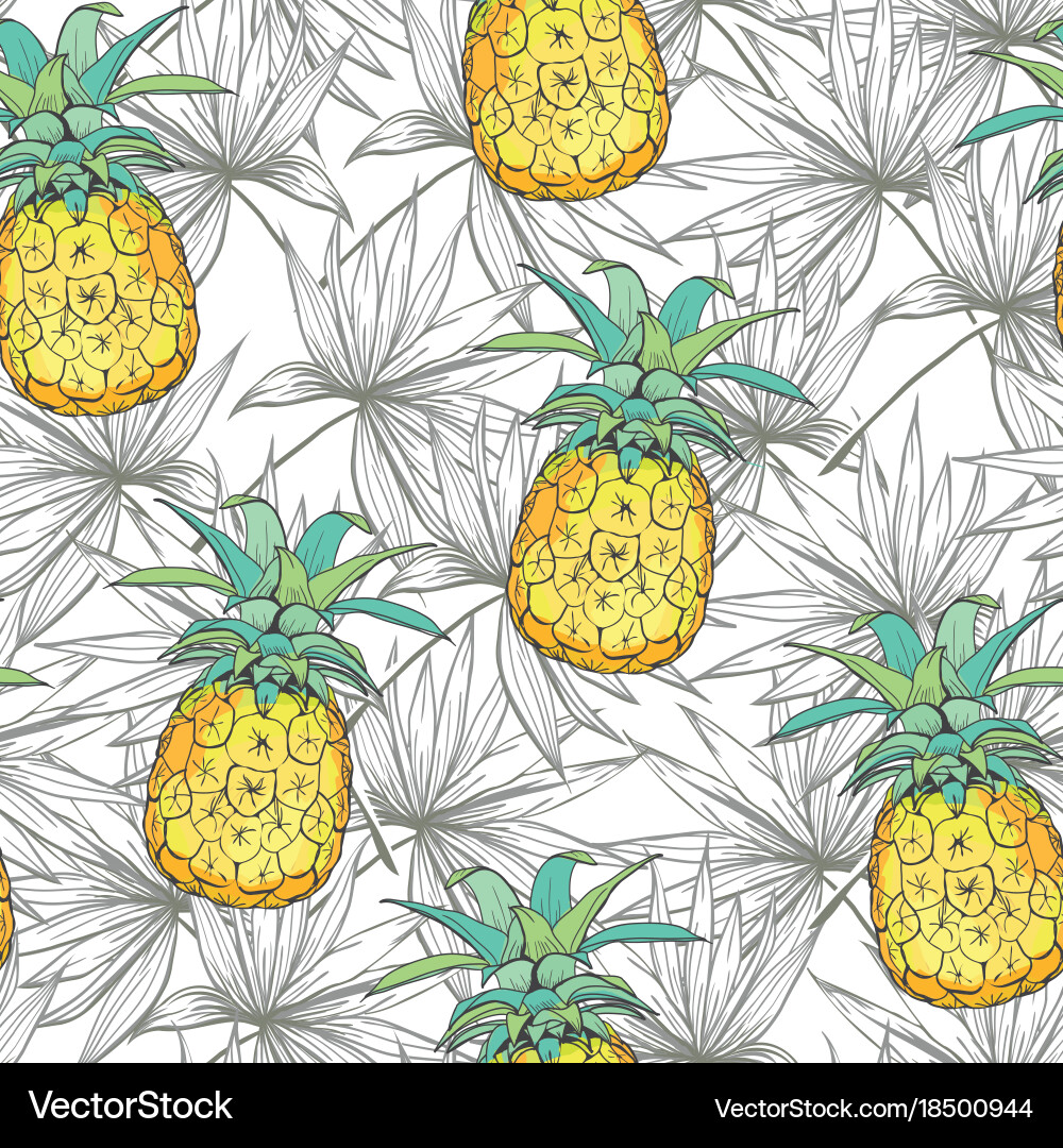 Seamless pattern with pineapples vector image