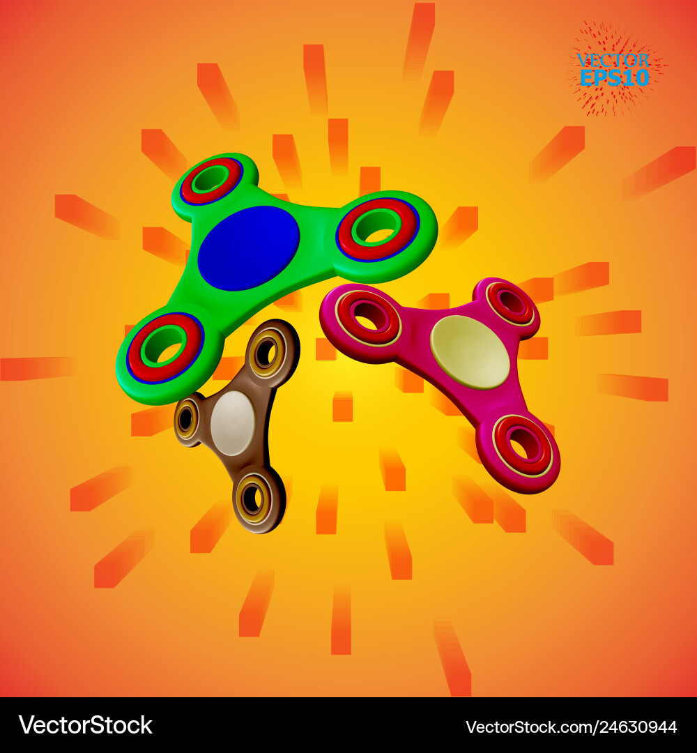 Set 3d of a fidget spinner isolated background Set 3d of a fidget spinner isolated background vector image