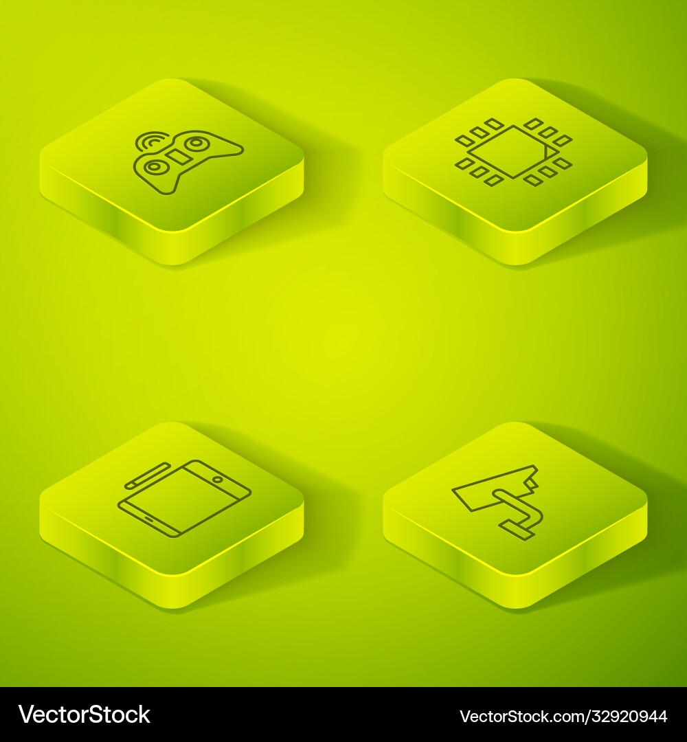Set isometric processor with microcircuits cpu Set isometric processor with microcircuits cpu Vector Image