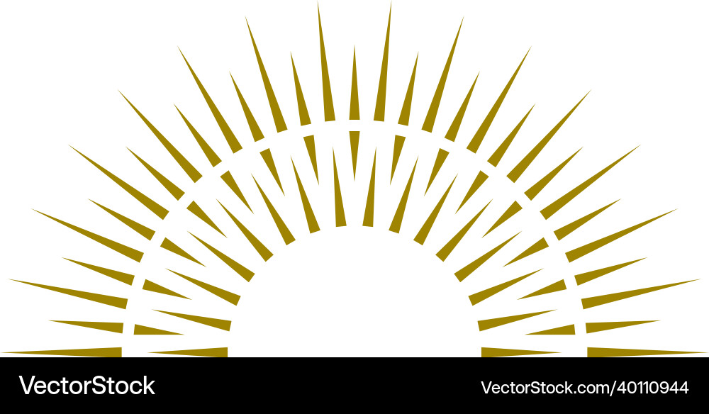 Sunrise icon radial light rays half circle Sunrise icon radial light rays half circle vector image