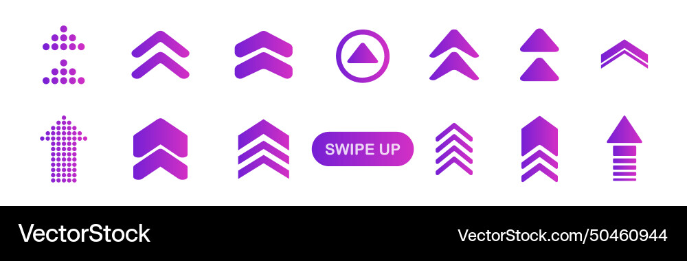 Swipe up button set for social media scroll vector image