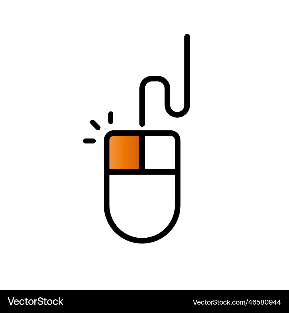 Wired computer mouse icon with click highlighted Wired computer mouse icon with click highlighted vector image