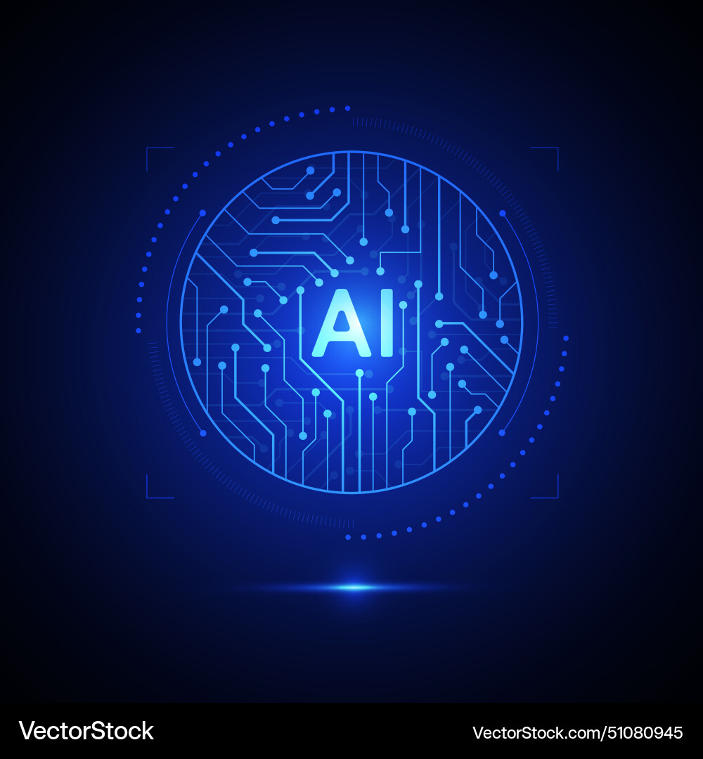 Artificial intelligence circuit line style Artificial intelligence circuit line style vector image