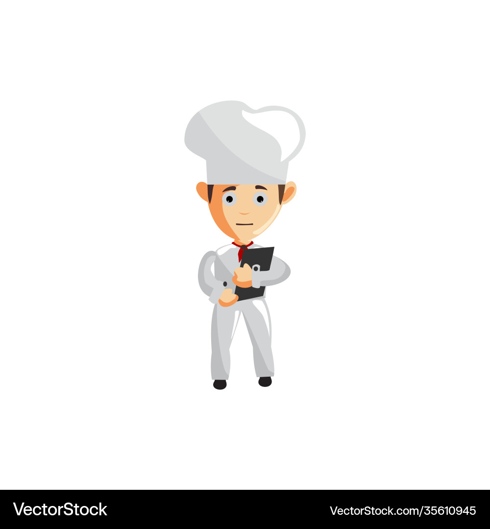 Chef character bring menu book creation template vector image