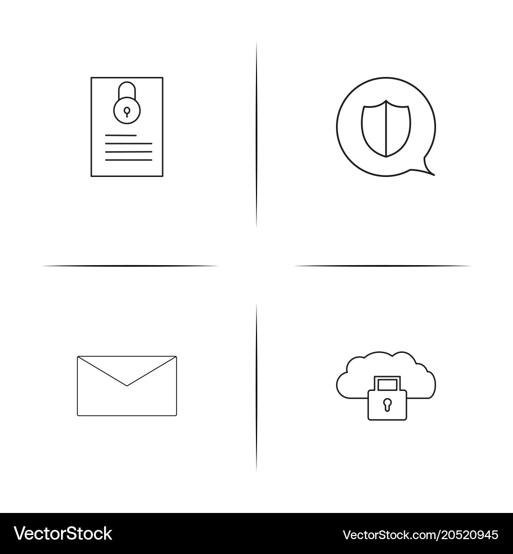 Cyber security simple linear icons set outlined vector image