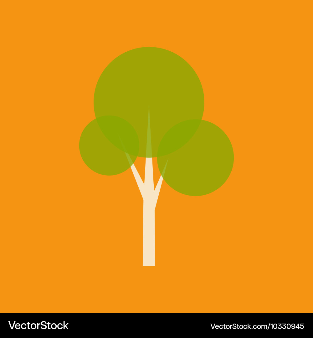 Flat with shadow icon and mobile application tree vector image