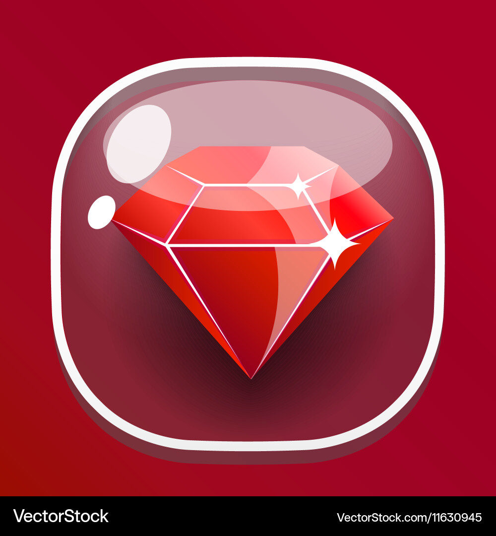 Glass button diamond for game interface Vector Image