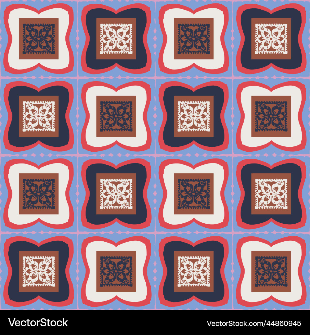 Hand drawn retro block print seamless pattern Hand drawn retro block print seamless pattern vector image