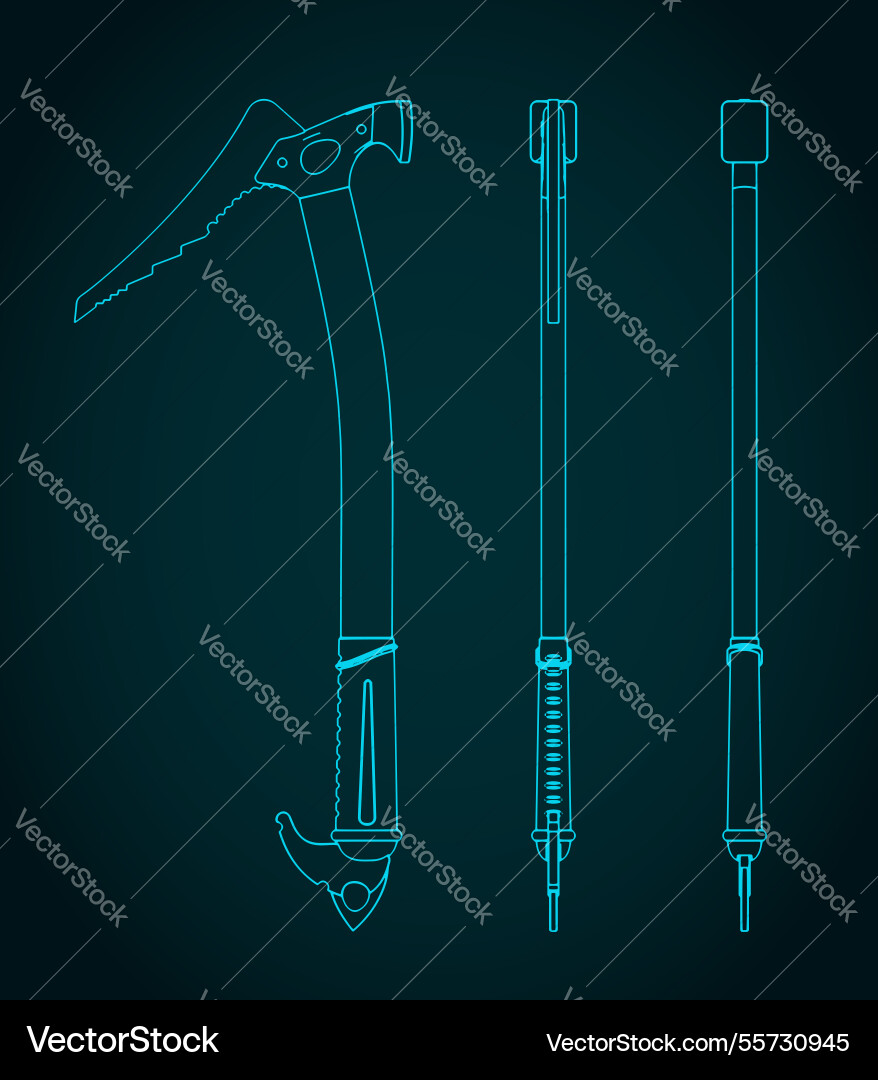 Ice axe blueprints Vector Image