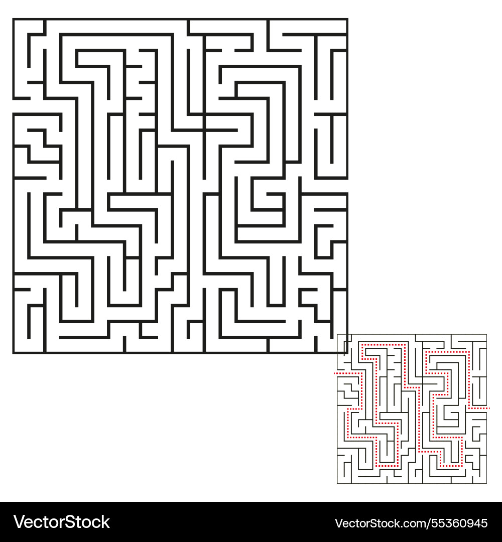Maze puzzle black white labyrinth solved path Maze puzzle black white labyrinth solved path vector image