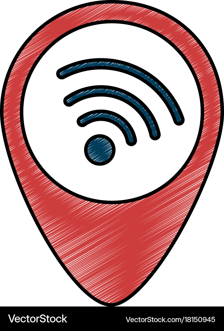 Pointer location with wifi signal Vector Image