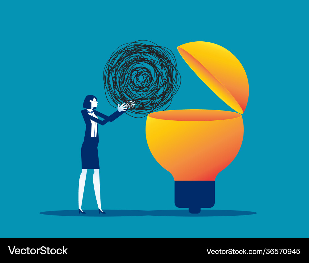 Problem solving and idea tangled string on lamp Problem solving and idea tangled string on lamp vector image