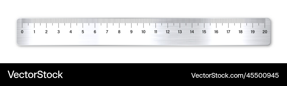 Realistic brushed metal ruler with measurement Vector Image