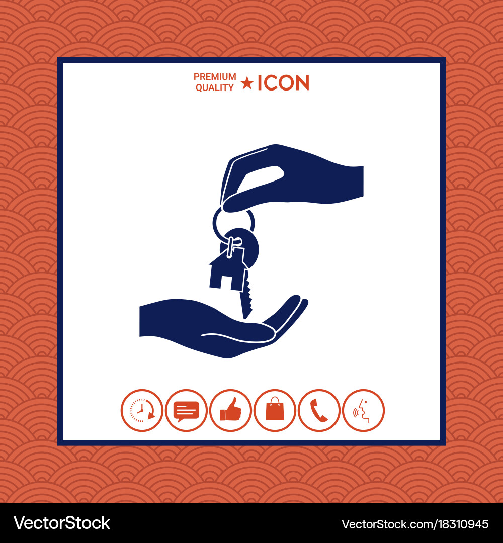 Receiving the key with keychain shaped like vector image