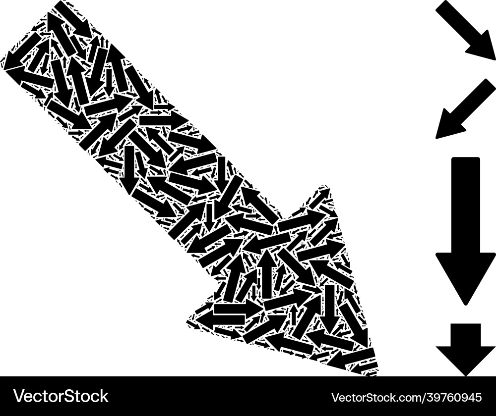 Right down arrow icon recursion mosaic Vector Image
