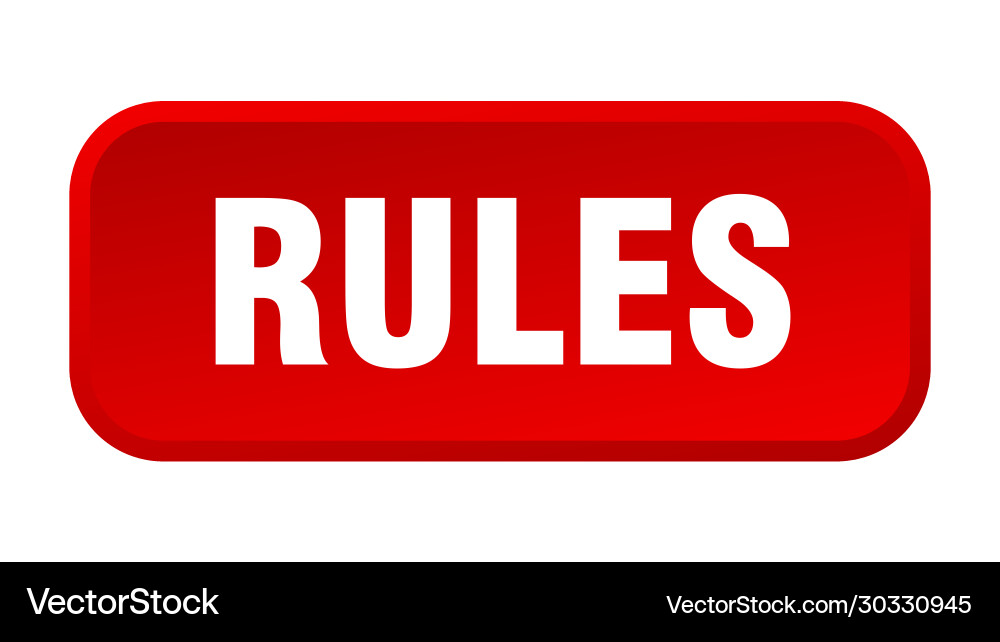 Rules button square 3d push Vector Image