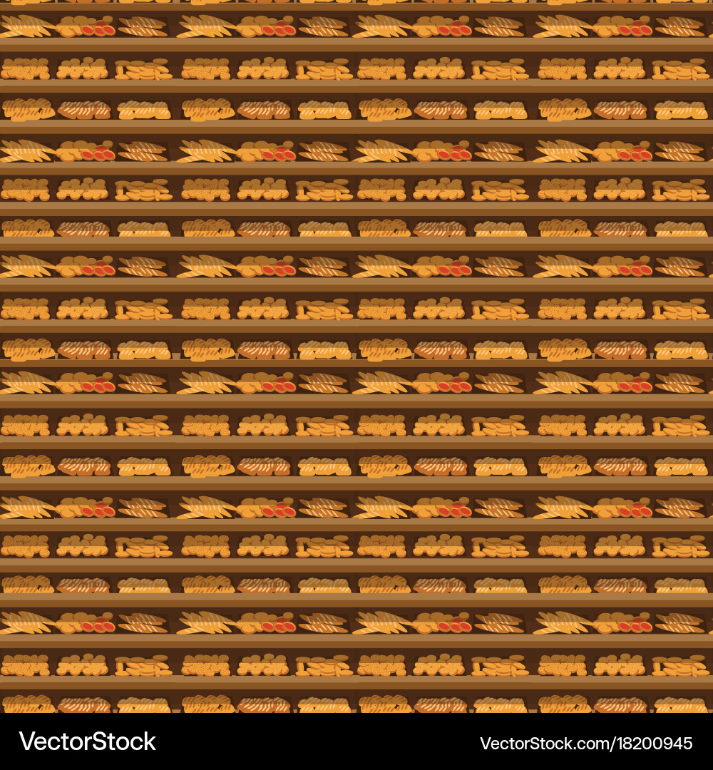 Seamless pattern bakery shelf with bread Vector Image