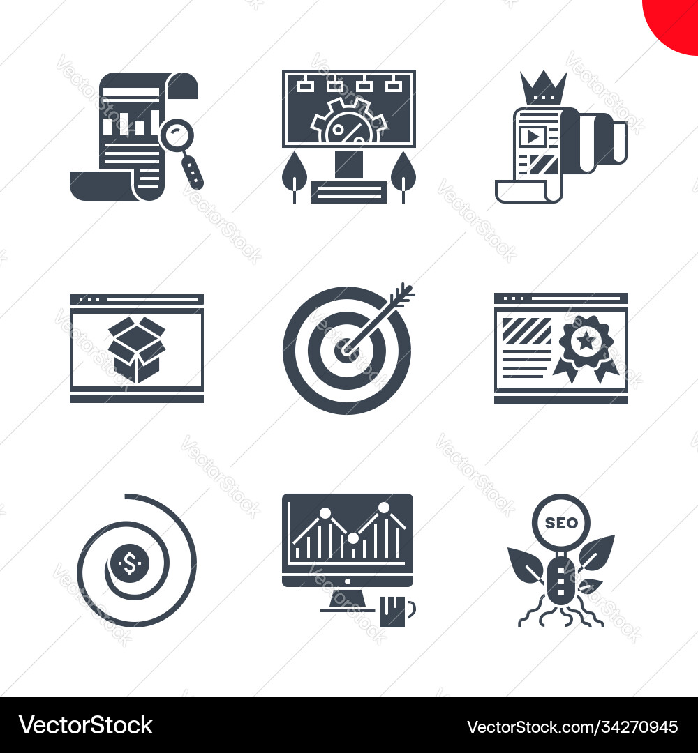 Seo and web opimization icons set Vector Image