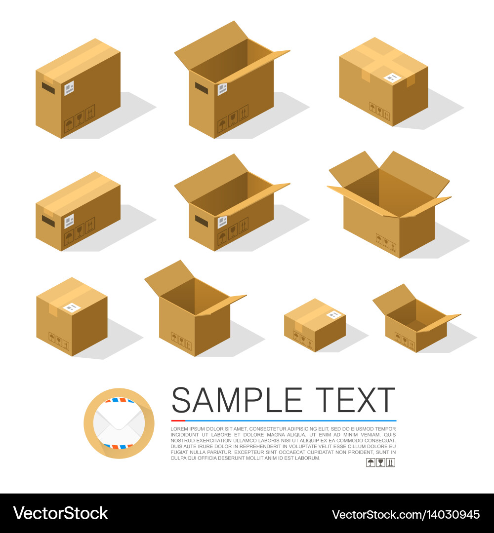 Set of boxes to send isometric vector image