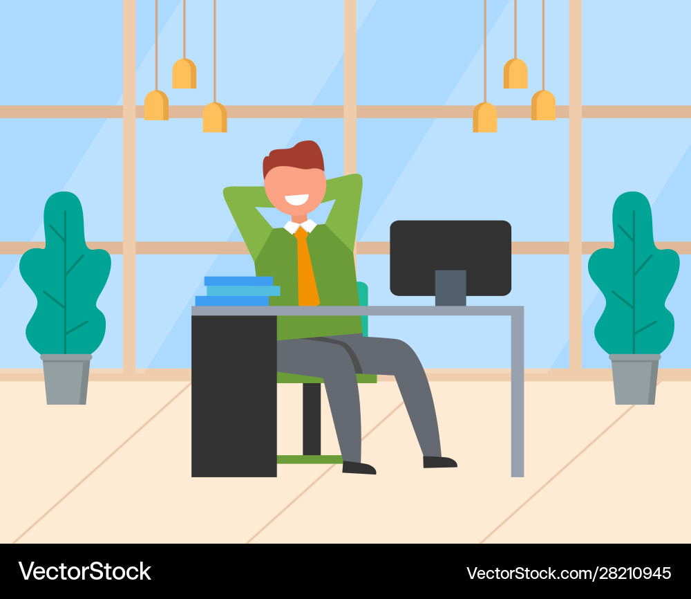Smiling Employee at Computer vector image