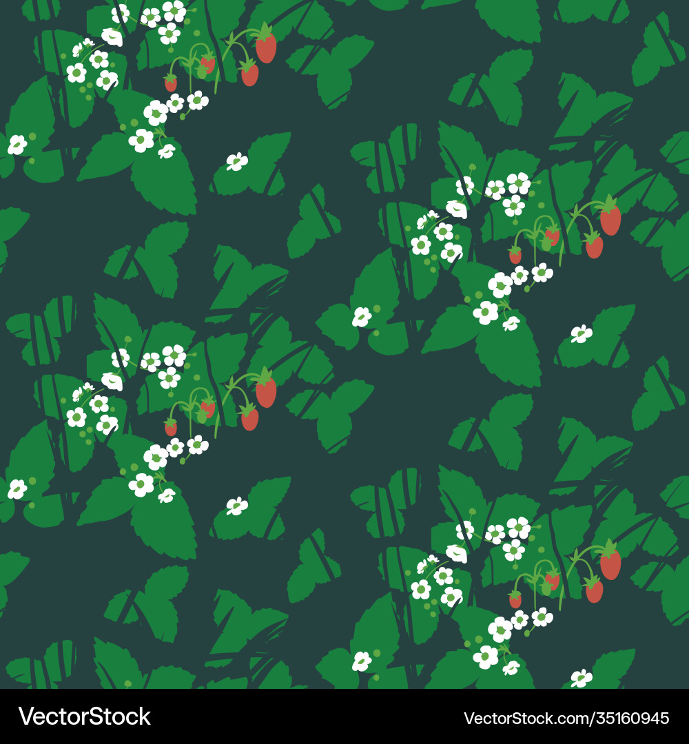 Strawberry field in forest seamless pattern Vector Image