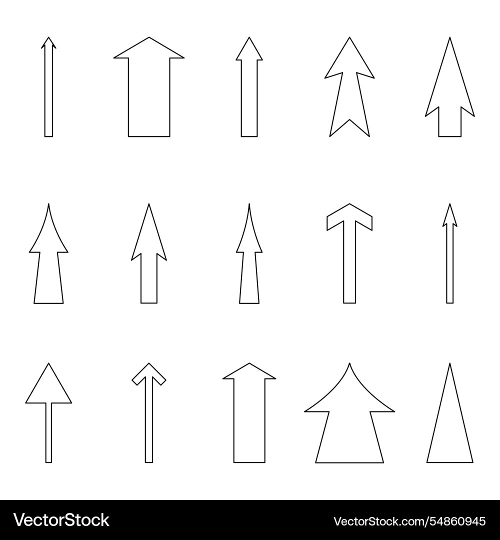 Vertical arrow designs geometric upward pointers Vertical arrow designs geometric upward pointers vector image