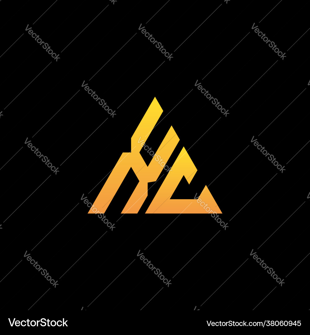X c monogram initial logo with a yellow triangle X c monogram initial logo with a yellow triangle vector image