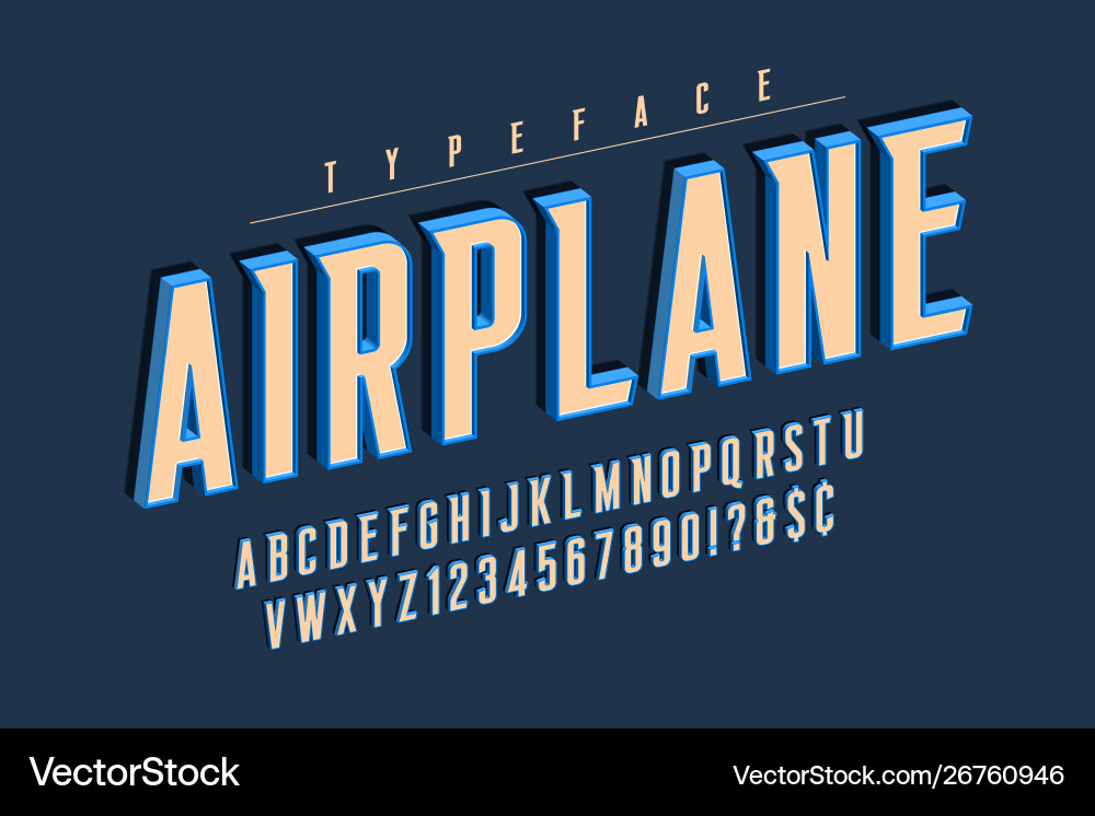 3D Display Font Alphabet vector image