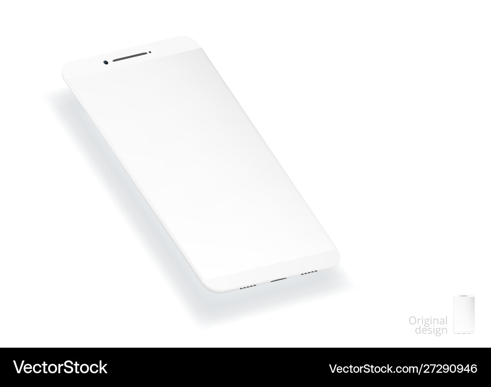 3d white simple smartphone with empty screen 3d white simple smartphone with empty screen vector image