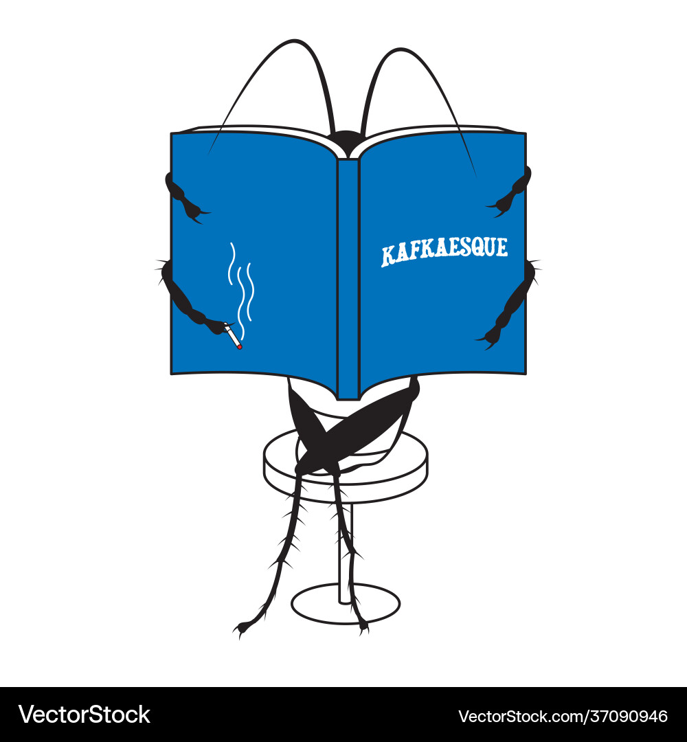 A cockroach reading kafkaesque book Vector Image