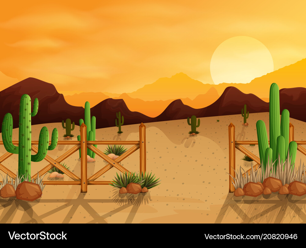 Desert landscape background with cactuses Vector Image