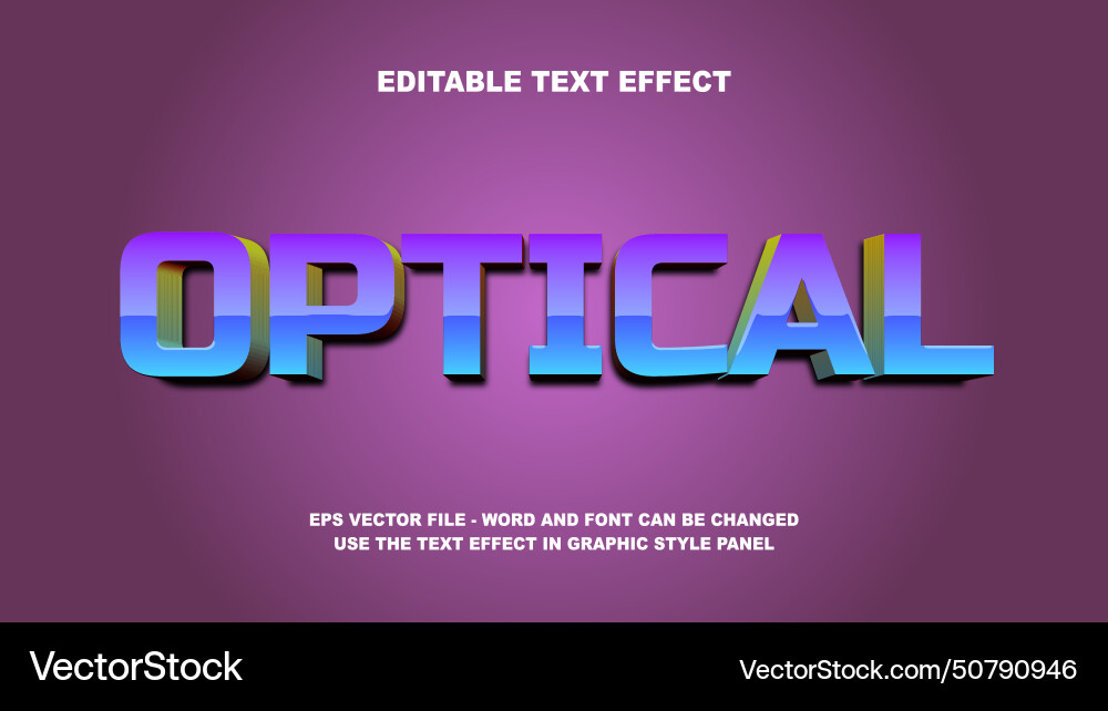 Editable text effect optical 3d template Vector Image