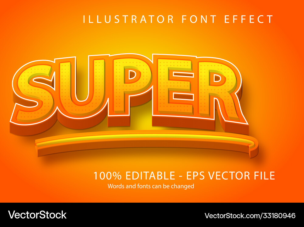 Editable text style effect typography template vector image