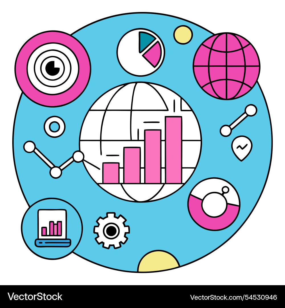 Global data analysis and insights for business vector image