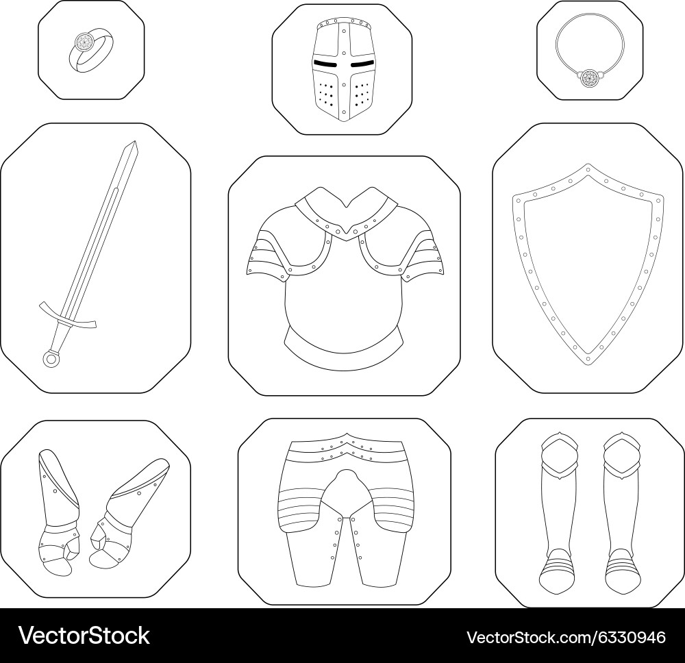 Knight's Inventory - Armor Set Vector Image