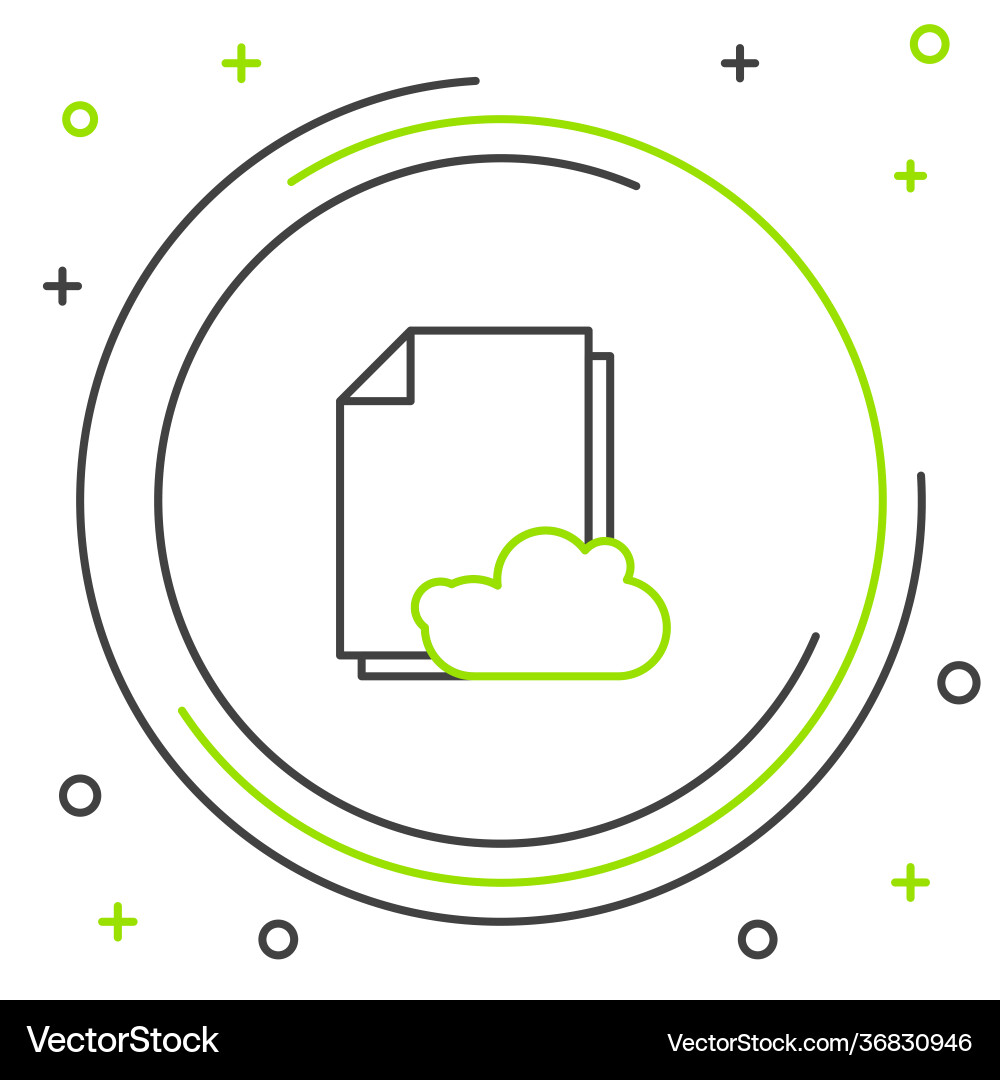 Line cloud storage text document icon isolated vector image